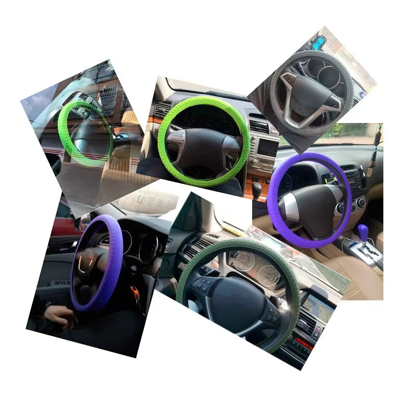 1Pcs Universal Car Styling Texture Soft Car Steering Wheel Cover Car Silicone Steering Wheel Glove Cover Automobiles Accessories