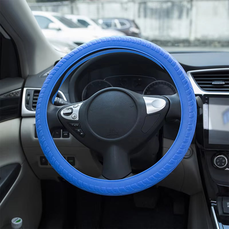 1Pcs Universal Car Styling Texture Soft Car Steering Wheel Cover Car Silicone Steering Wheel Glove Cover Automobiles Accessories