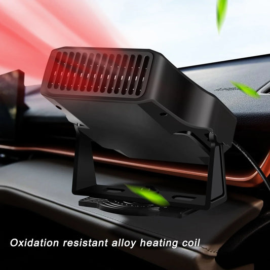 Car Heater, 12V Portable Windshield Defrosting Electric Heater Fan,Fast Heating with Cigarette Lighter Plug,360 Degree Rotary Base Cooling Fans