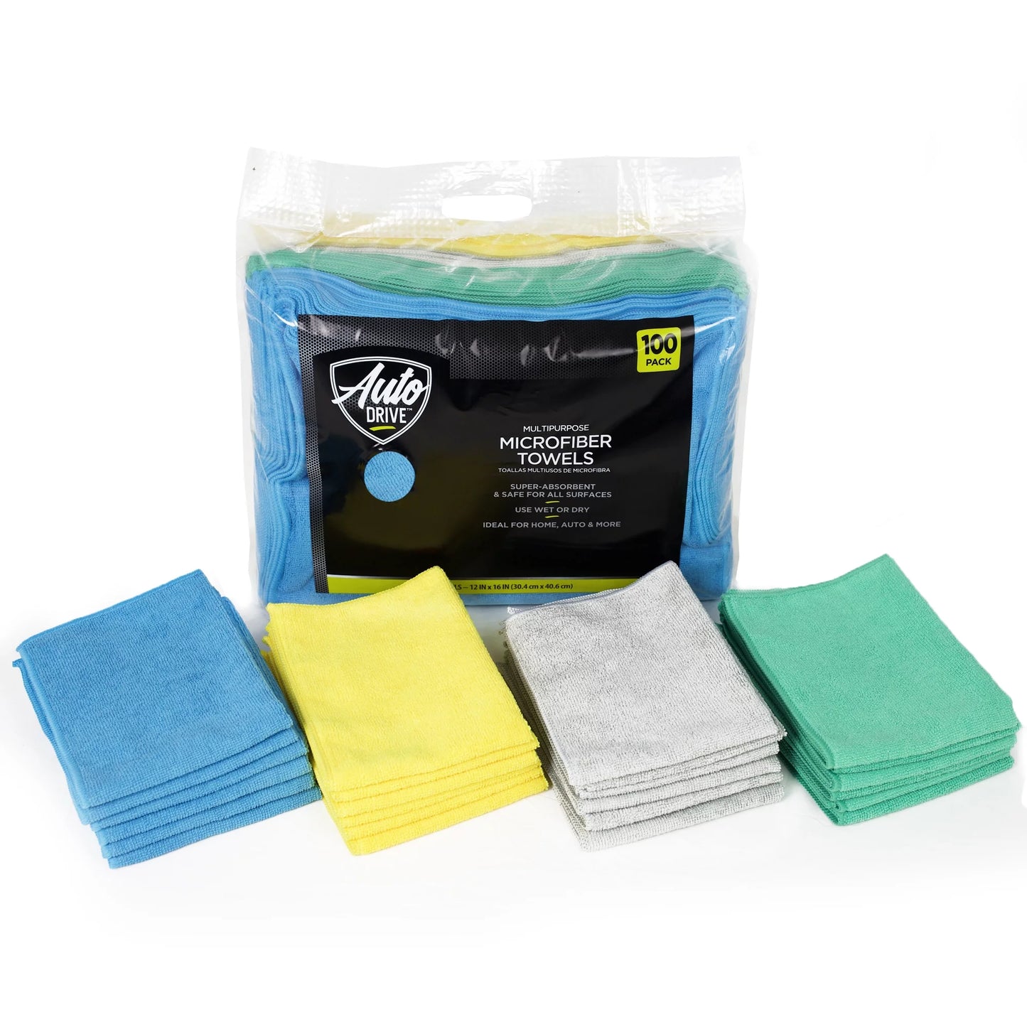 Multipurpose Microfiber Towels 100 Count, Assorted Colors