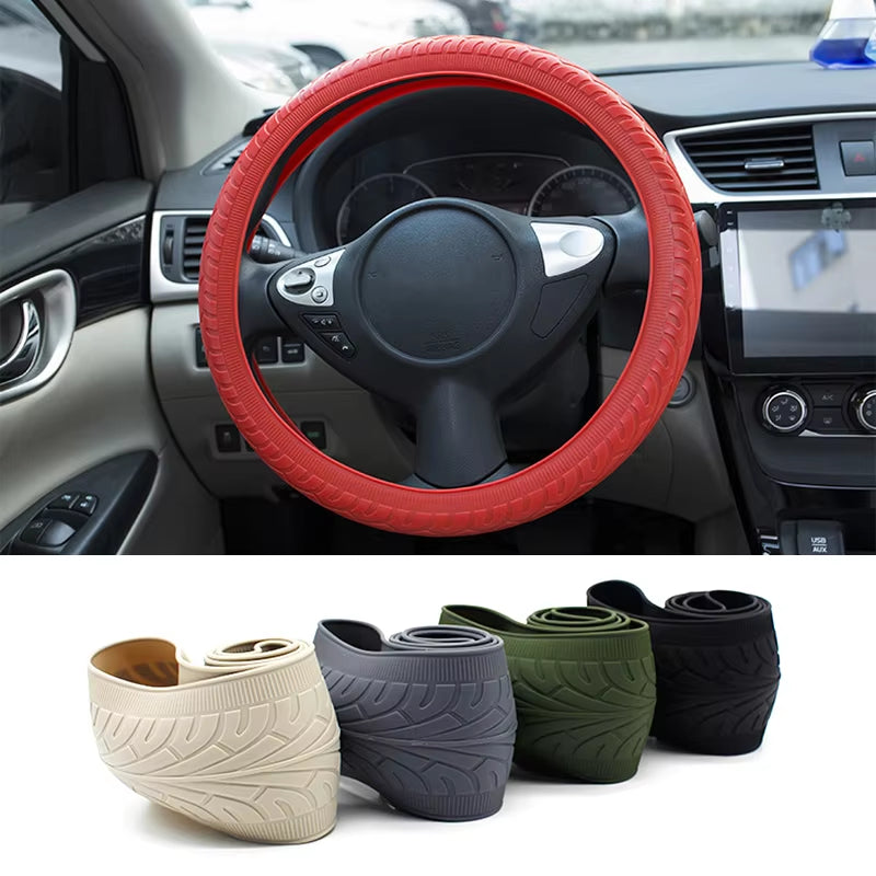 1Pcs Universal Car Styling Texture Soft Car Steering Wheel Cover Car Silicone Steering Wheel Glove Cover Automobiles Accessories